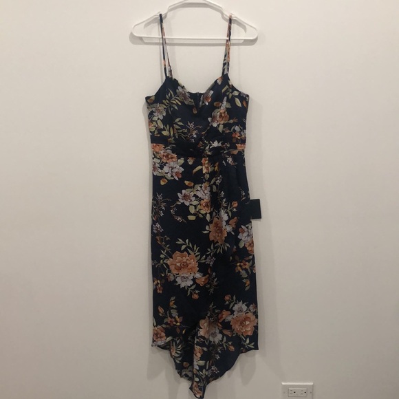 Lulu’s NWT My Favorite Day Navy Blue Floral Print Tulip Skirt Midi Dress 🌸💙 - Picture 5 of 12